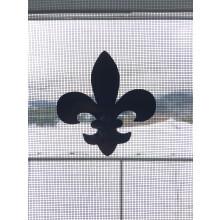 Retractable Screen Door Decals - 5 per Package - Keep Children Safe - Alert Birds Dogs Kids - Warn Protect Window Safety - Fleur De Lis (White)