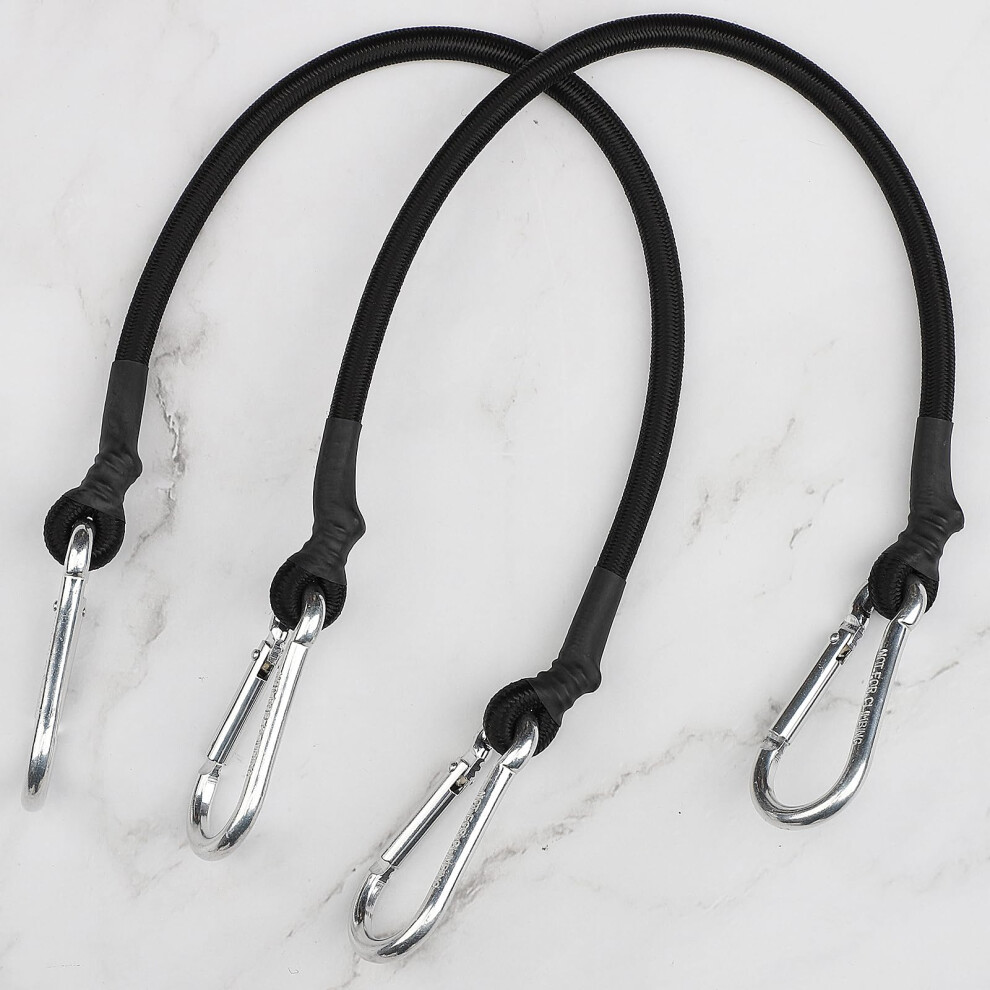 Zhoubin 18 Inch Black Bungee Cords With Carabiner Hooks 2Pcs 774144750700