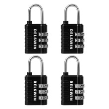 DELSWIN Combination Lock 3-Digit Small Padlock - 4Pcs Resettable Combo Lock for School Gym Locker Outdoor Fence Gate Waterproof Luggage Locks for