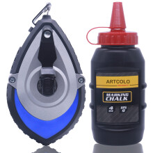 Artcolo Chalk Reel Kit - Seks gear hurtig hentningskalkelinjer 100ft linje inkluderet i kridtboks 4oz r?d kridtpulvertr?d er lavet af aluminium