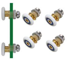 AWEN 4 STKS x Douchedeurrollen Roldiameter 23 mm voor de badkamer Glazen schuifdeurkatrollen/lopers/wielen Sterk draagvermogen Ultrastille douche Gla
