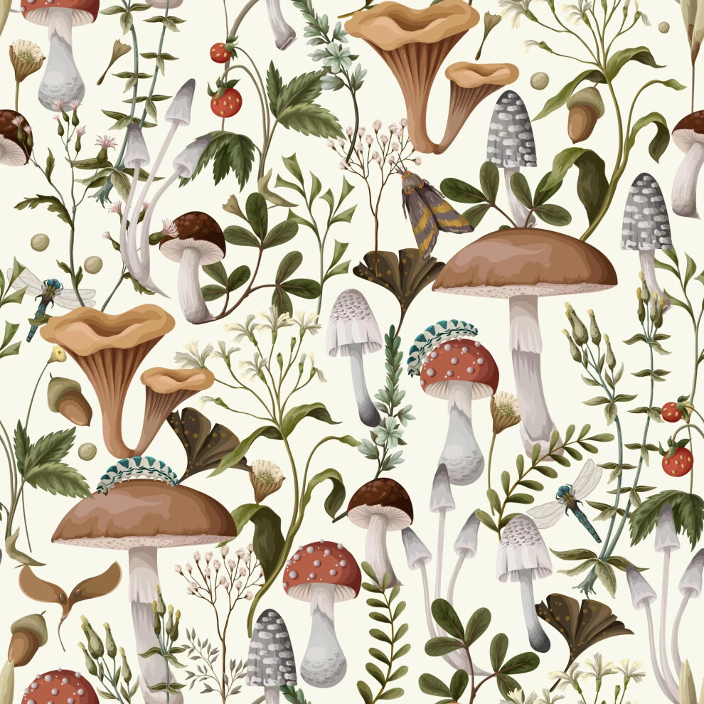 Papier peint autocollant MAGAFA - Motif champignon boh   me - Amovible - Pour chambre     coucher, armoire, salle de bain - 45 x 300 cm