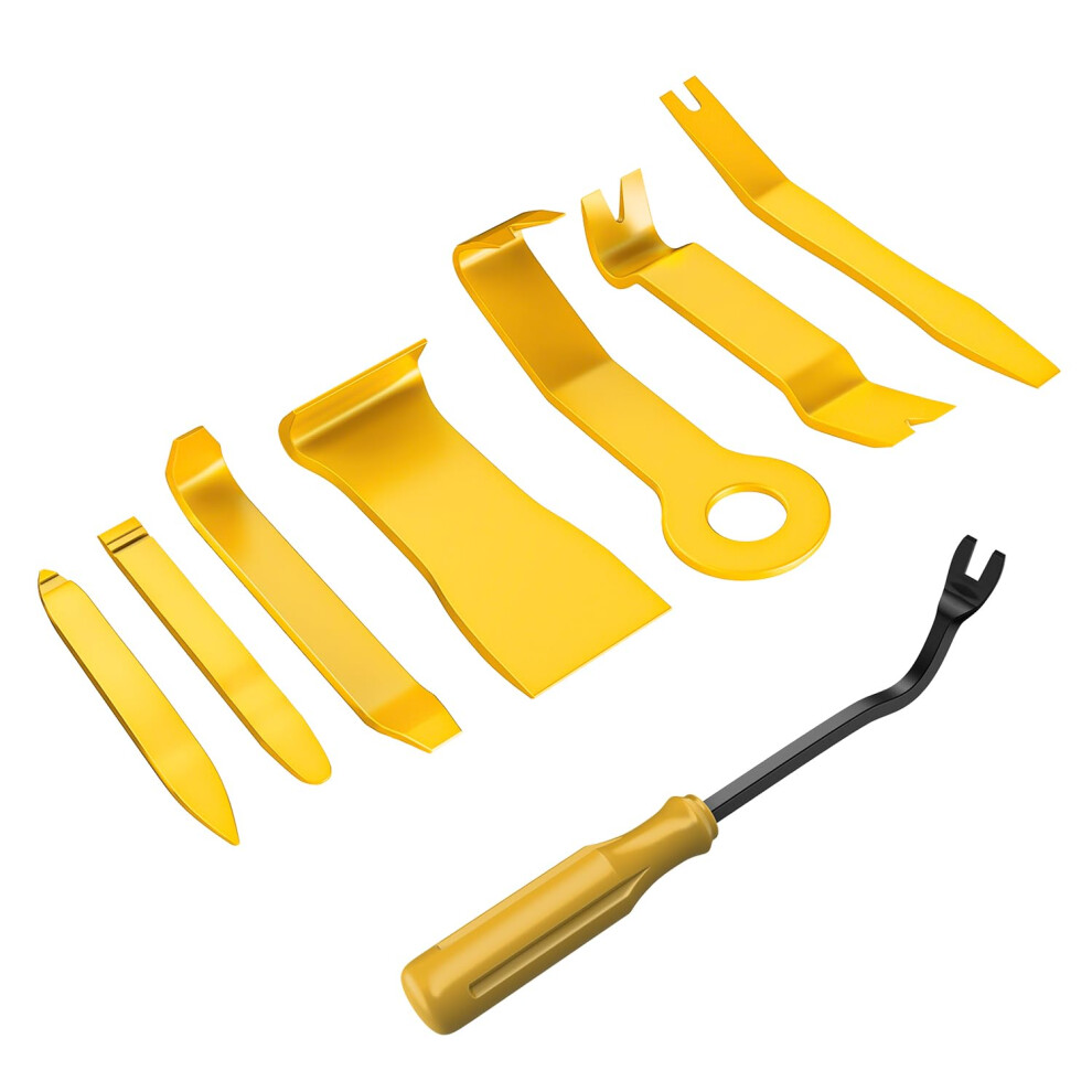 Gooacc 8Pcs Auto Trim Scratch Removal Tool Car Audio Dash Panel Window Molding Fastener Remover Tool Kit- Yellow 840323907439