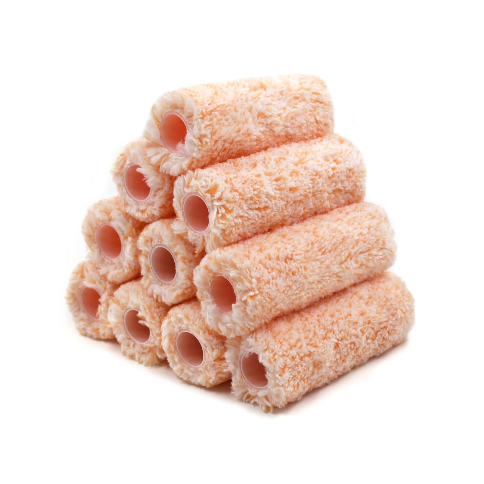 Rollingdog 4Inch Jumbo Mini Paint Roller Covers - Microfiber Jumbo Roller Sleeves With 3/8 Nap For Walls Cabinets Furniture Painting(Pack Of 10) 6975284272211