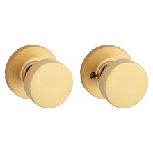 Kwikset Pismo Interior Passage Door Knob  Handle for Closet and Hallway Doors  Non-Locking Doorknob  Satin Brass  Round  Microban Protection