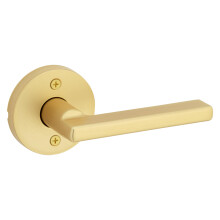 Kwikset Halifax Dummy Door Handle  Single Sided Lever for Closets  French Double Doors  and Pantry  Satin Brass Non-Turning Reversible Interior Push/P