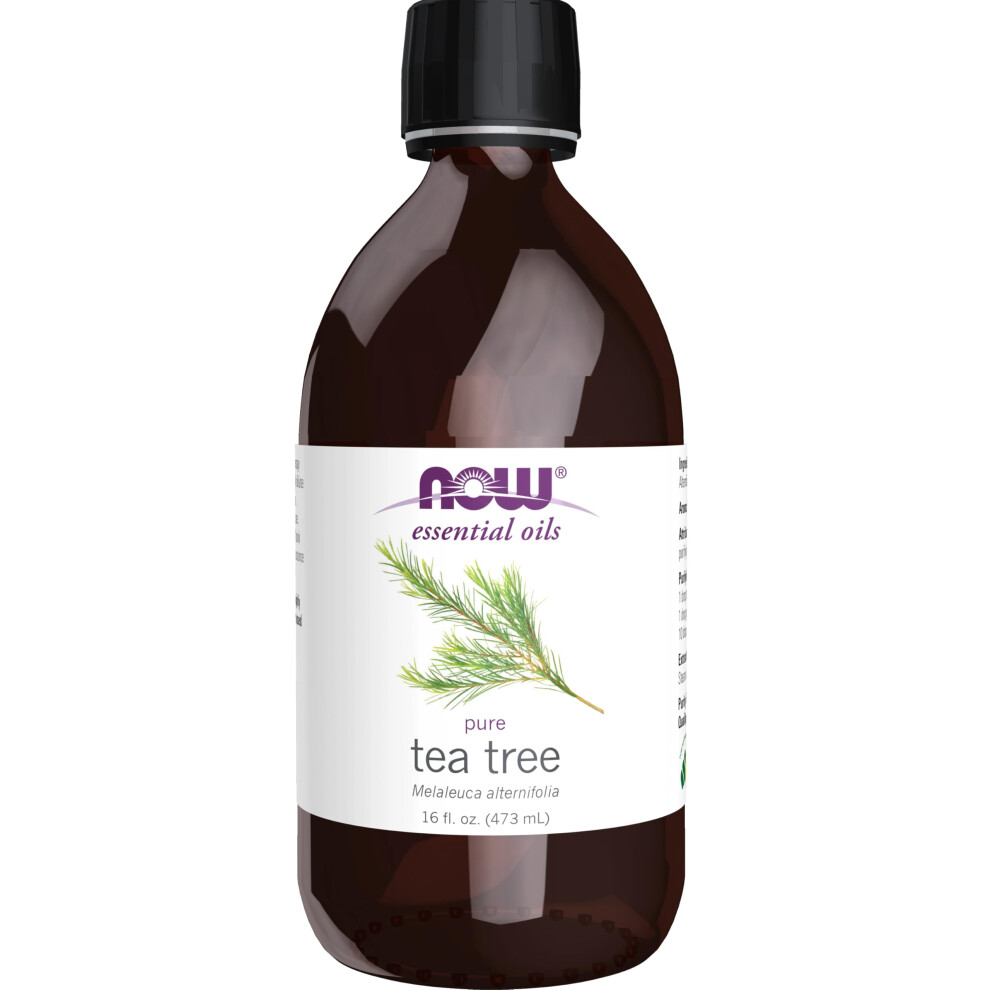 NOW Foods Essential Oils  Tea Tree Oil  Cleansing Aromatherapy Scent  Steam Distilled  100% Pure  Vegan  Child Resistant Cap  16-Ounce
