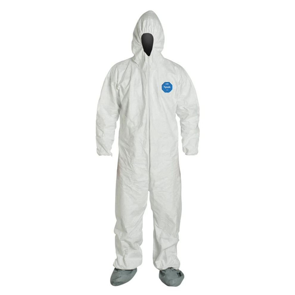 Dupont Tyvek 400 Disposable Protective Coverall With Elastic Cuffs Attached Hood And Boots White 4X-Large 1-Pack 888120001219