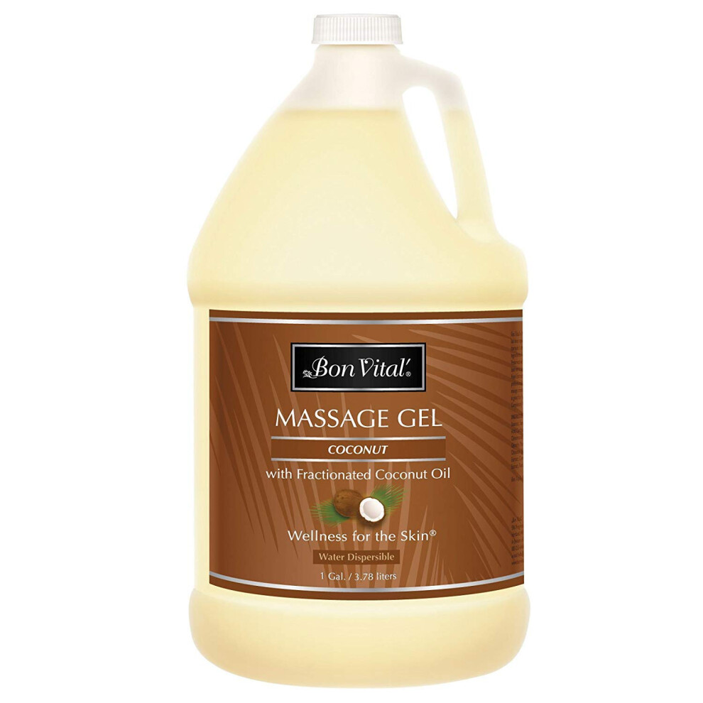 Bon Vital' Coconut Massage Gel With 100% Pure Fractionated Coconut Oil Great For At-Home Use In Back Massages & Neck Massages Moisturizes Skin Witho