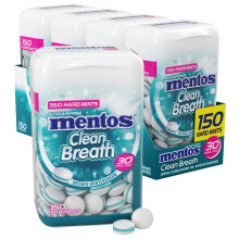 Mentos Clean Breath Sugarfree Hard Mint 150 szt. Intensywny Wintergreen (zestaw 4 butelek)