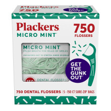 Plackers Micro Mint Dental Flossers Udfoldede tandstikker Super Tuffloss Let opbevaring med sikker-Zip Seal Fresh Mint Flag 750 Count (Pack of 5)