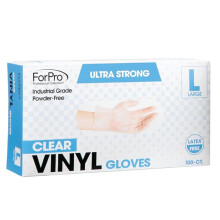ForPro engngshandskar i vinyl Klara industriella pulverfria latexfria icke-sterila livsmedelsskra 2,75 mil. Palm 3,9 mil. Fingers Large 100-Cou
