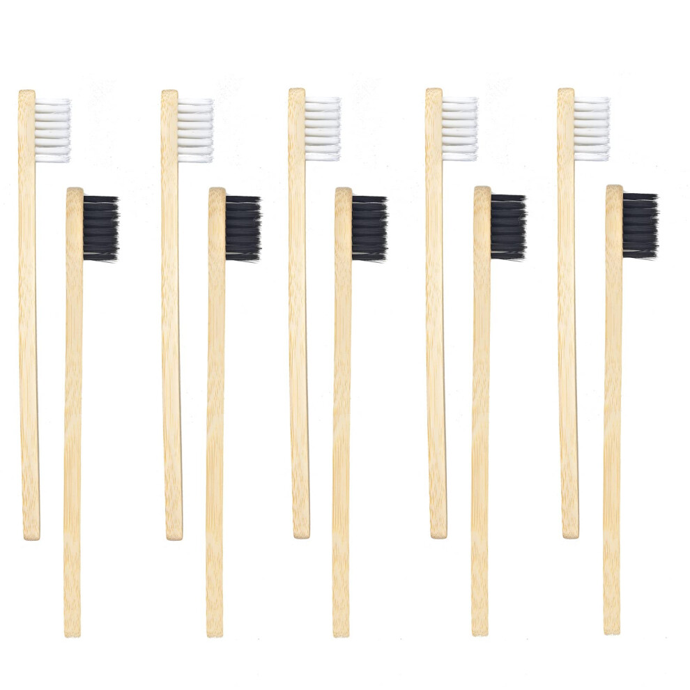 Sevenhead Black/White 10 Pcs Kids Bamboo Toothbrushes Soft Bristles Wooden Toothbrushes Natural Biodegradable Bpa Free Eco Friendly Toothbrushes