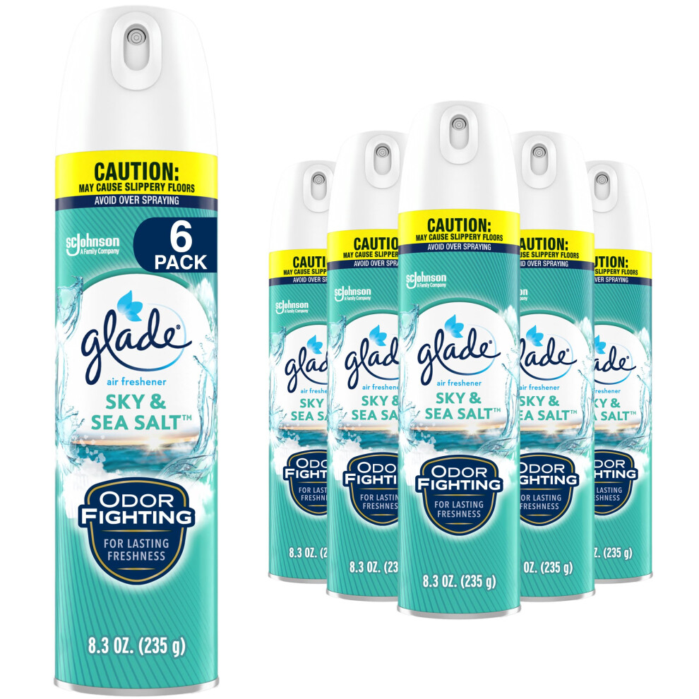 Glade Air Freshener  Room Spray  Sky & Sea Salt  8.3 Oz  6 Count