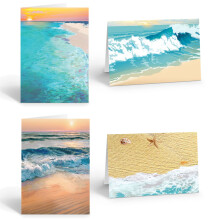 Set van diverse strandkaartjes - 12 doosjes met bedankkaartjes - strand-, oceaan- en kustkaartjes - oceaankust (divers)