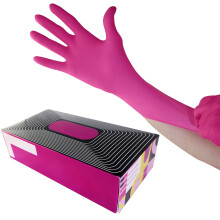 Guanti in nitrile per cosmetologia Waxness rosa grandi 100 pezzi/scatola
