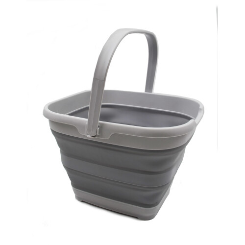SAMMART Cubo Rectangular Plegable de 10L (2.6 Galones) (Gris, 1)