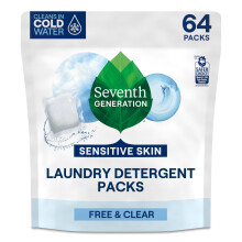 Sjunde generationens tv?ttmedelsf?rpackningar gratis och genomskinliga gjorda f?r k?nslig hud EPA Safer Choice Certified 64 Count