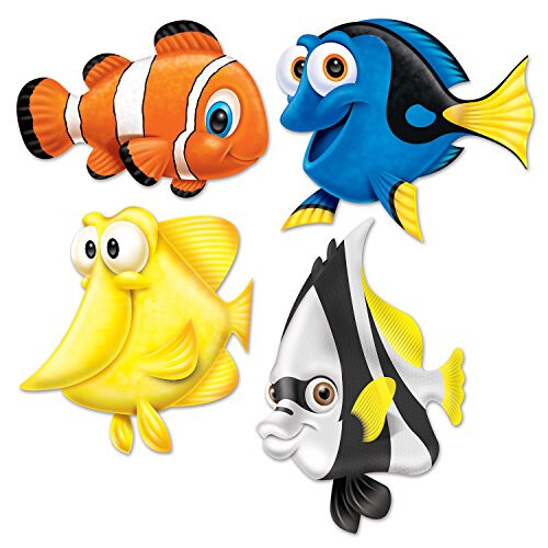 Beistle Assorted Fish Under The Sea Cutouts-4 Pcs  13.25""""-16.75""""  Multicolor