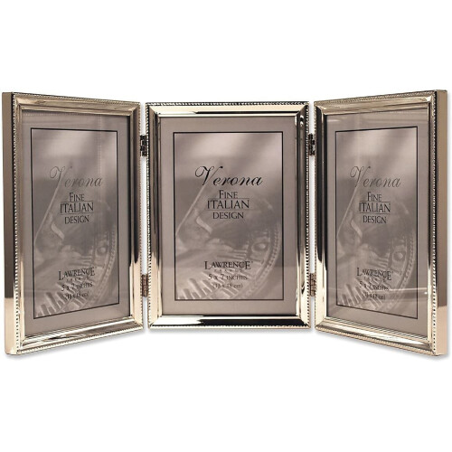 Lawrence Frames Bead Border Design  5x7 Triple  Silver