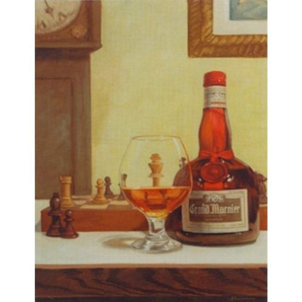 Buyartforless    checs et un cordial par David Marrocco 18x24 Art Print Poster Grand Marnier Liqueur et verre Jeu d'   checs