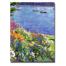 Varumrke Fine Art Sailboat Bay Garden Canvaskonst av David Lloyd Glover 18 gnger 24-tum