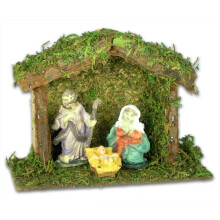 BANBERRY DESIGNS Kinderkerststal met houten stal Maria Jozef Jezus Creche Heilige Familie Startset Beeldje Afmetingen vari?en van 1/4 tot 2,25 H.