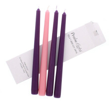 Wax Advent Candles Four Piece Purple Pink Christmas Season 10-inch Wax Taper Candle  Pack of 4