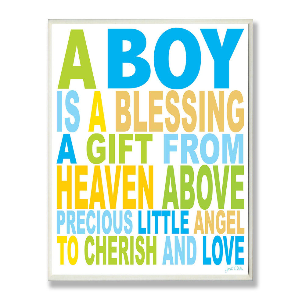 Plaque murale rectangulaire typographique       The Kids Room       de Stupell,       A Boy is a Blessing