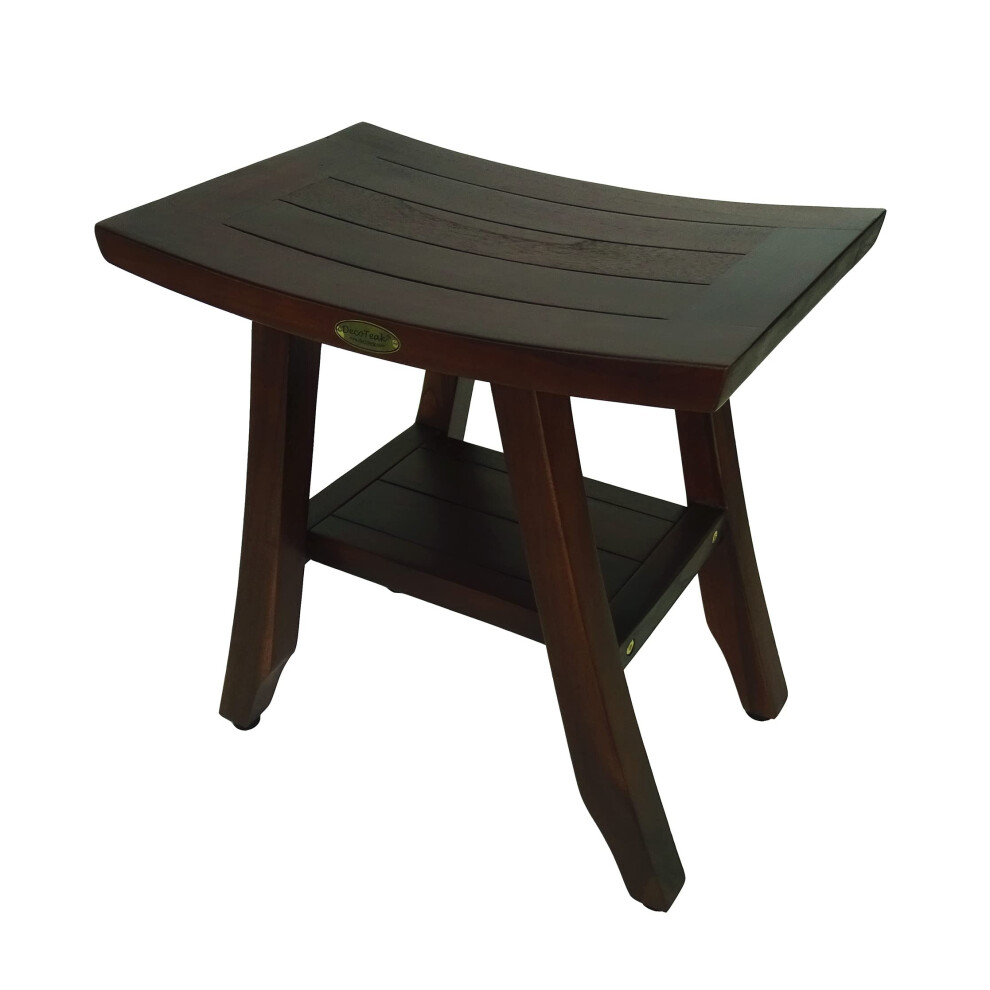 Banc de douche DecoTeak Satori 45,7 cm en teck imperméable pour douche intérieure, offrant un rangement sécurisé et une organisation optimale pou