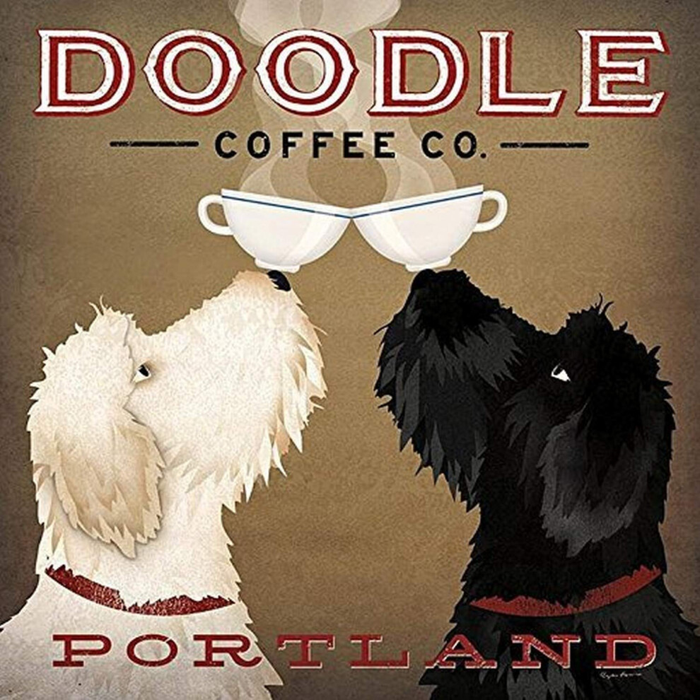 Affiche vintage       Double Doodle Coffee Company Portland       de Ryan Fowler, 30,5   cm x 30,5   cm, sans frais suppl   mentaires.
