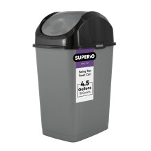 Superio kleine prullenbak met deksel, 4,5 gallon, kunststof draaibare vuilnisbak, slanke afvalbak voor onder gootsteen/kast, wasruimte, keuken, kanto