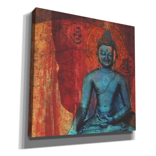 Episk graffiti 'Blue Buddha' af Elena Ray Canvas Wall Art 18"""" x 18"""" 1
