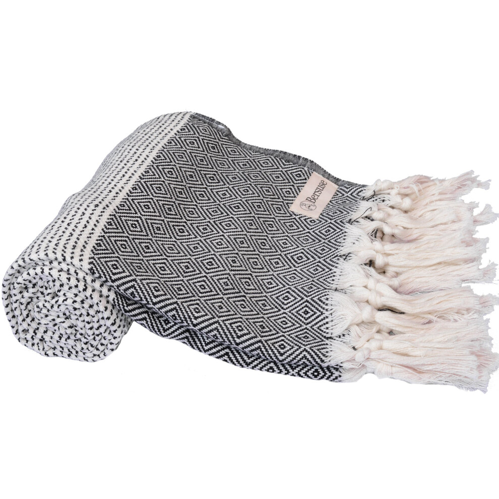 Serviette de bain turque Bersuse 100 % coton Hierapolis, serviette de plage, serviette de piscine - Indispensables pour votre sac de plage - 94 x 178