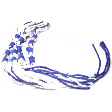 Holy Land Market Tzitzits (s?t med fire) Hvid med bl? tr?d - kvaster (med l?ngere bl? messiastr?d) (kongebl?)