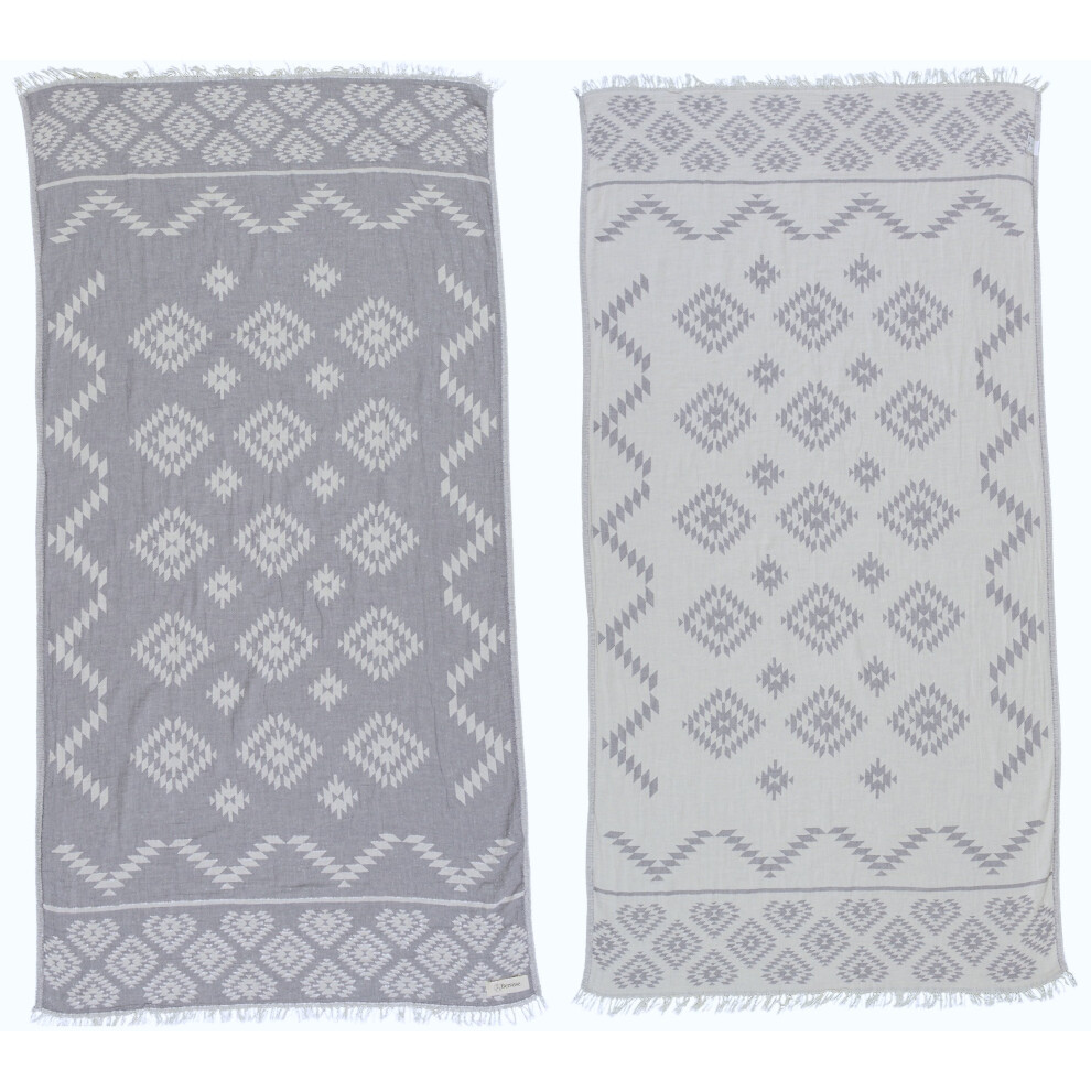 Bersuse Serviette de plage turque 100 % coton Teotihuacan Serviette de bain Double couche Peshtemal Couverture de plage Essentiels de plage - 94 x 178