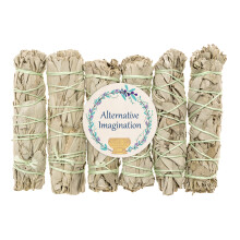 Alternativ fantasi California White Sage Smudge Sticks - 6-pakke med 4-tommer bundter til hjemmerensning Energirydning Meditation Hekseri Spiritu