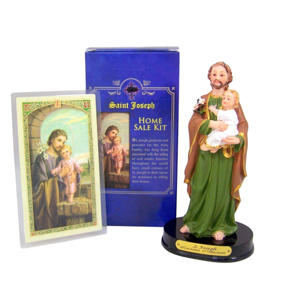 Home Seller Kit Mit Statue Des Heiligen Josef Aus Kunstharz Und Gebetskarte, 14,2 Cm-image