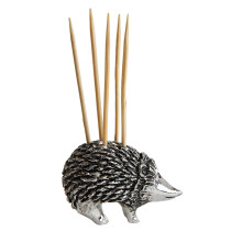 Creative Co-Op Hedgehog Toothpick Holder with Toothpicks  Silver