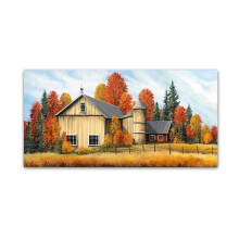 Trademark Fine Art ' Yellow Barn Fall ' Canvas Art by Debbi Wetzel 12x24