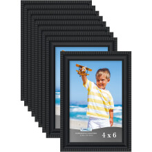 Icona Bay 4x6 Picture Frames (Black 12 Pack) Beautifully Detailed Molding Contemporary Picture Frame Set Wall Mount or Table Top Inspirations Col