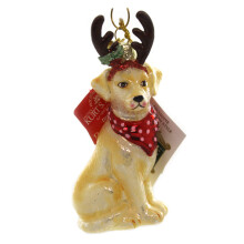 Noble Gems Yellow Labrador Retriever Glass Ornament Christmas