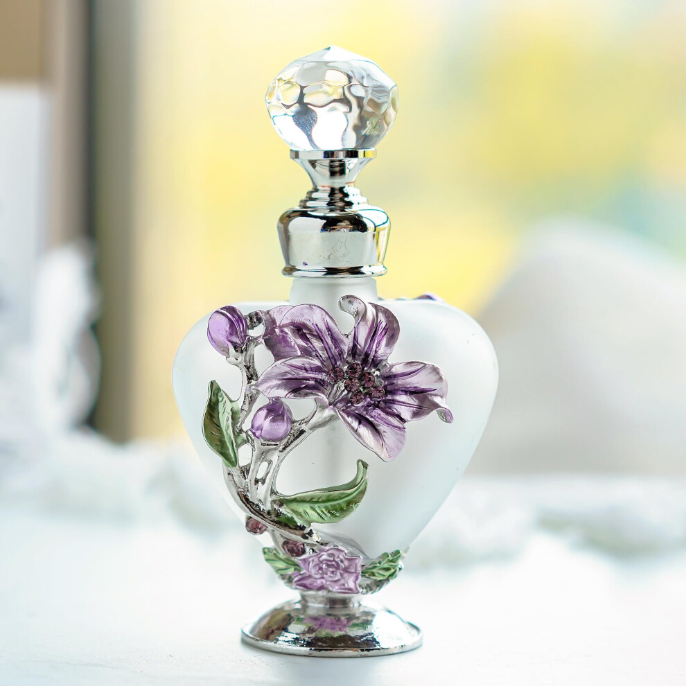Yu Feng Refillable Empty Flower Crystal Perfume Bottle Handmade Home Decor Lady Holiday Gift