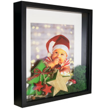 BD ART 11x11 (28 x 28 x 4.7 cm) Black Shadow Box 3D Square Picture Frame with Mat for 8x8 inch Photo Glass Front