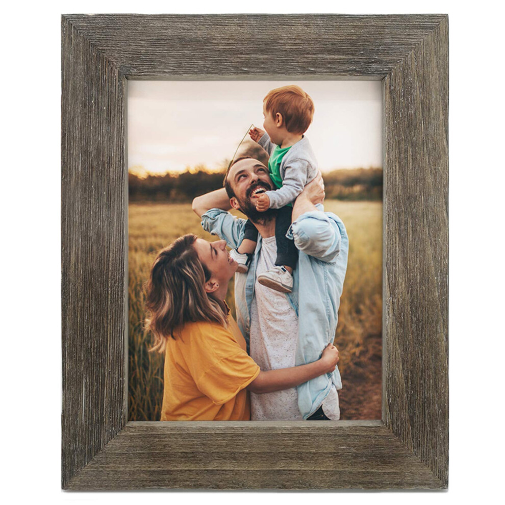 Cadre photo rustique vieilli IKEREE 8x10, gris patin   , chevalet int   gr    pour montage sur table ou mural