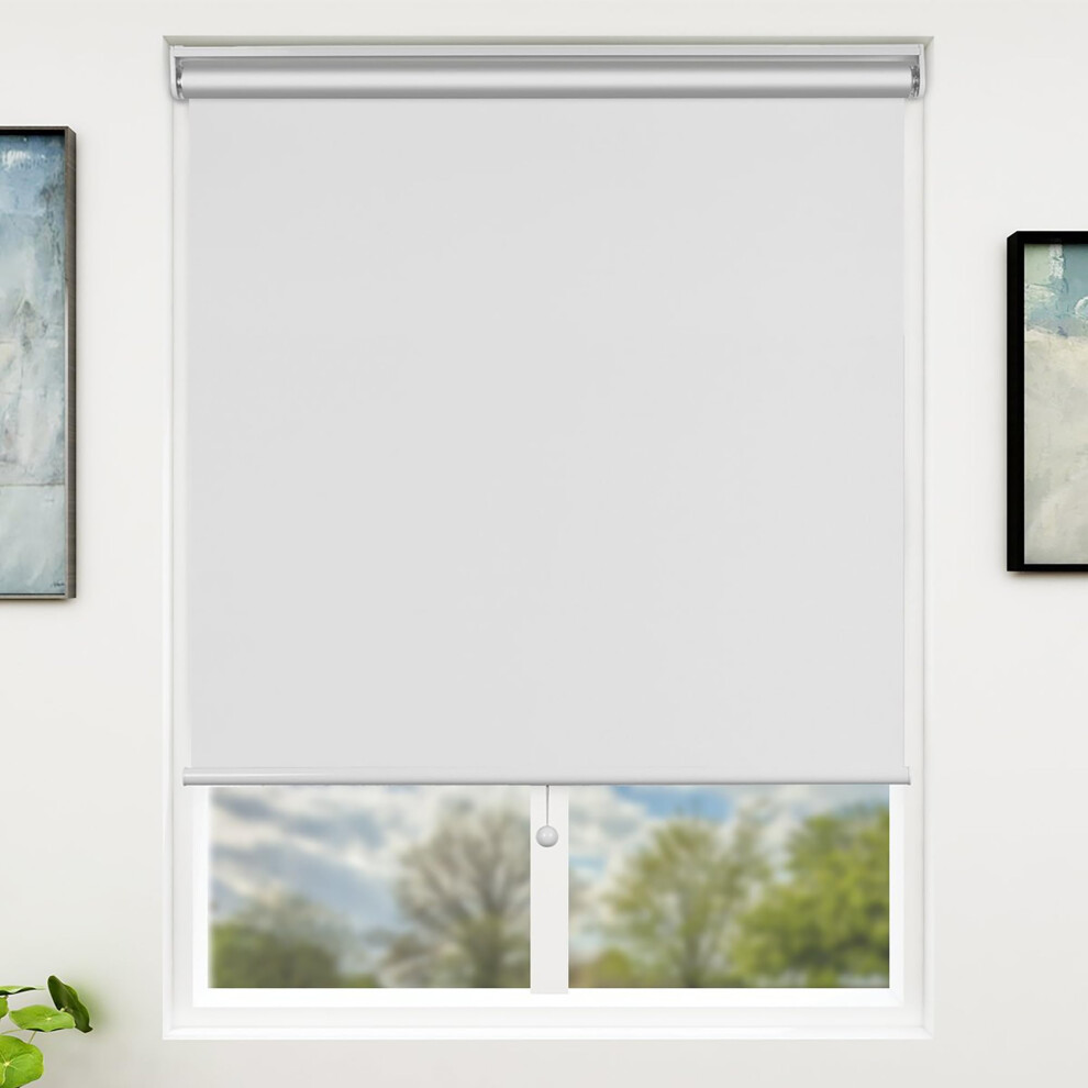 Stores enrouleurs occultants Sunfree sans fil avec isolation thermique pour chambre et bureau, 71 cm de large x 183 cm de haut, blanc