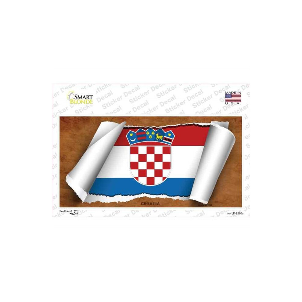 Smart Blonde Lp-9165S-M Croatia Flag Scroll Novelty Sticker Decal - Medium 792636487491