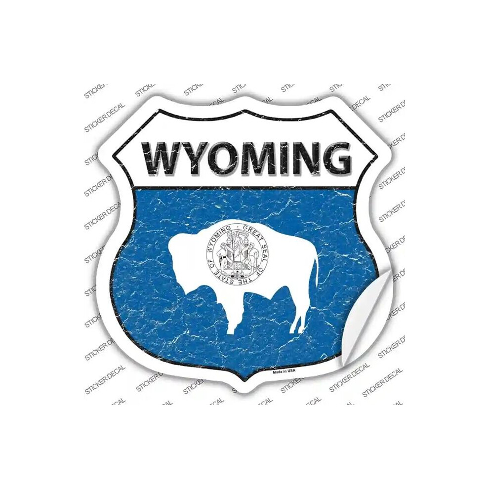 Smart Blonde Hs-158S-L Wyoming Flag Novelty Highway Shield Sticker Decal - Large 792636443503
