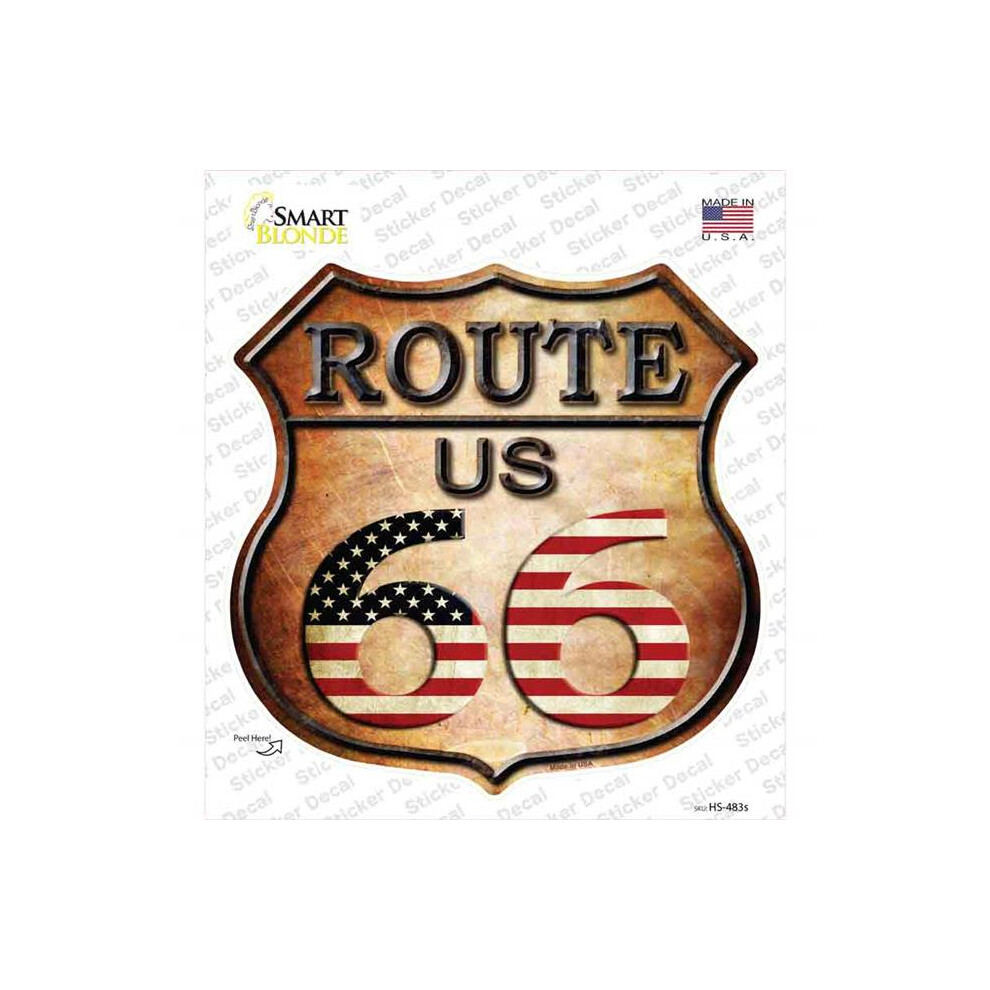 Smart Blonde Hs-483S-M Route 66 American Flag Novelty Highway Shield Sticker Decal - Medium 792636445255
