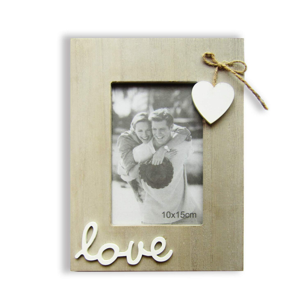 Simelecor Vintage Picture Frames For Love 4X6 -Rustic Heart Photo Frame For Couple Bride Boyfriend Family -Table And Wall Decor